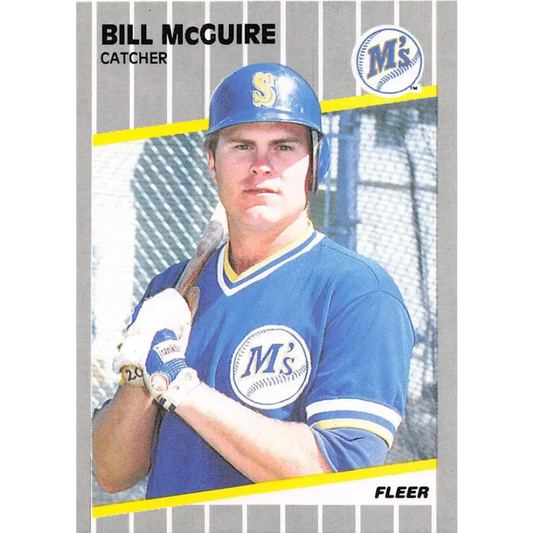 1989 Fleer #553 Bill McGuire EX Excellent RC Rookie Seattle Mariners Baseball Card  Image 1