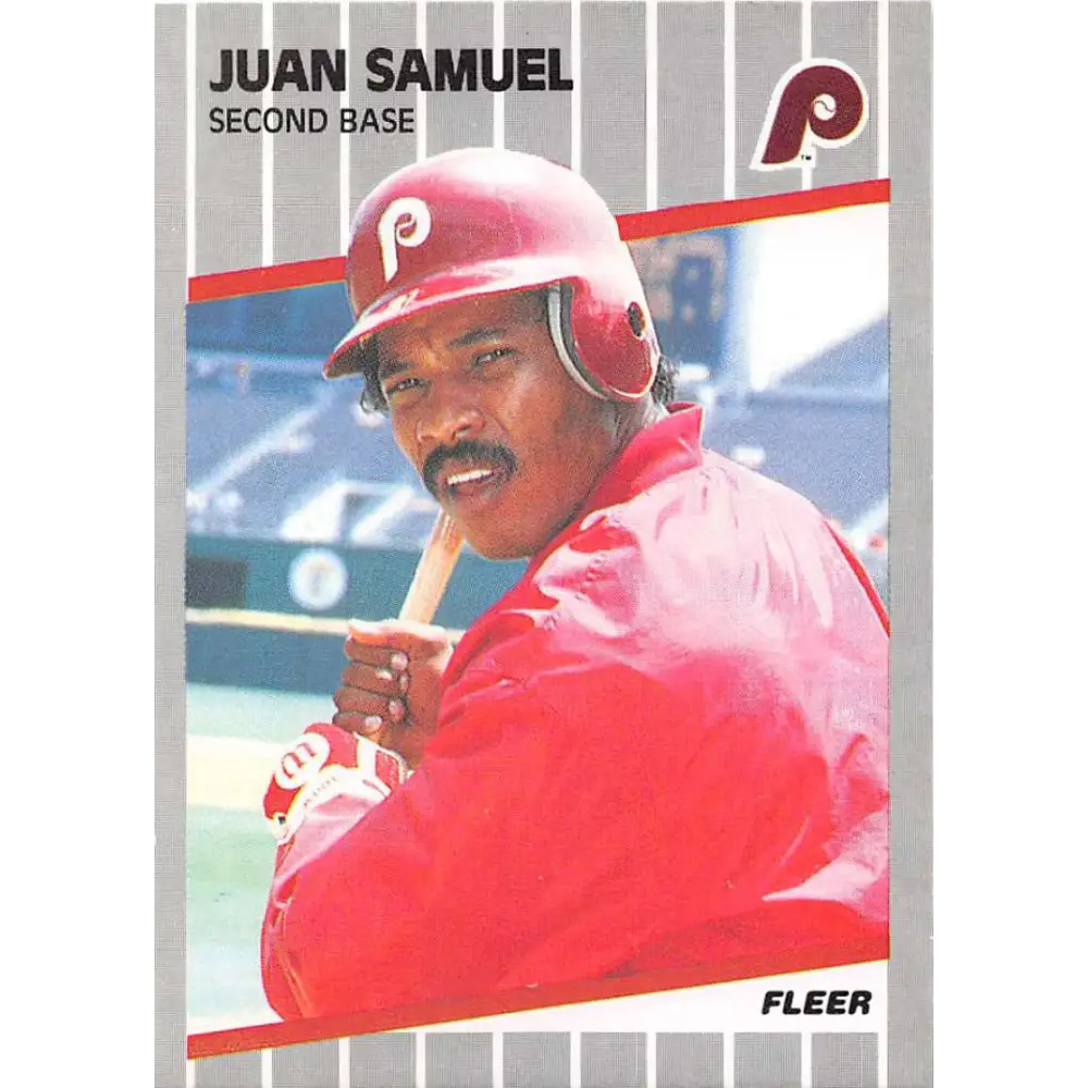 1989 Fleer #581 Juan Samuel EX Excellent Philadelphia Phillies Baseball Card  Image 1