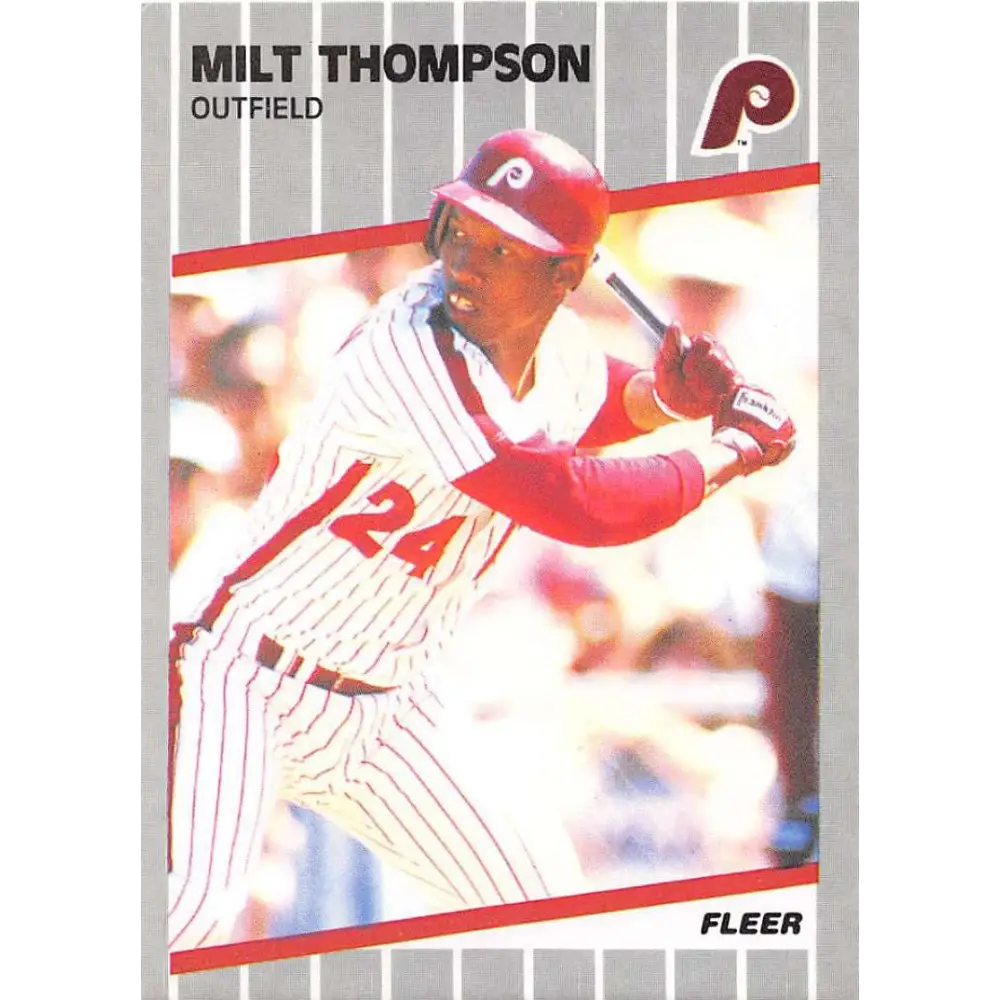1989 Fleer #584 Milt Thompson EX Excellent Philadelphia Phillies Baseball Card  Image 1
