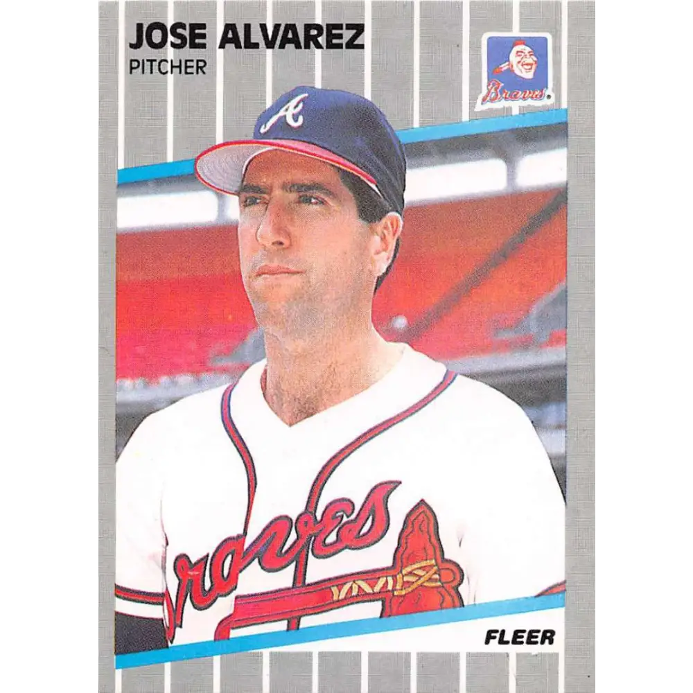 1989 Fleer #585 Jose Alvarez EX Excellent RC Rookie Atlanta Braves Baseball Card  Image 1
