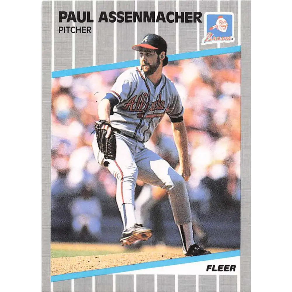 1989 Fleer #586 Paul Assenmacher EX Excellent Atlanta Braves Baseball Card  Image 1
