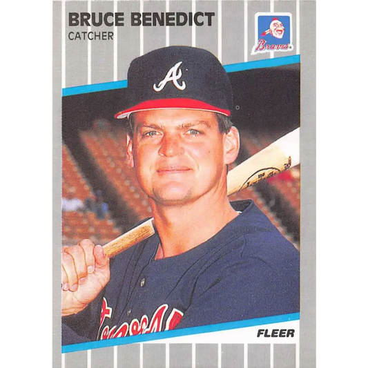 1989 Fleer #587 Bruce Benedict EX Excellent Atlanta Braves Baseball Card  Image 1