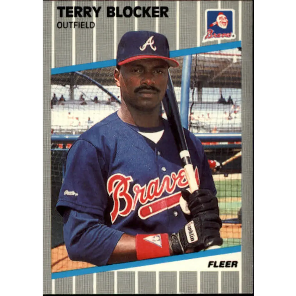 1989 Fleer #589 Terry Blocker EX Excellent RC Rookie Atlanta Braves Baseball Card  Image 1