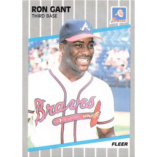 1989 Fleer #590 Ron Gant EX Excellent Atlanta Braves Baseball Card  Image 1