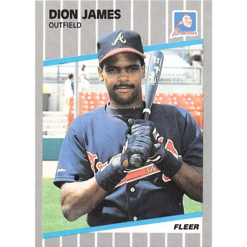 1989 Fleer #594 Dion James EX Excellent Atlanta Braves Baseball Card  Image 1