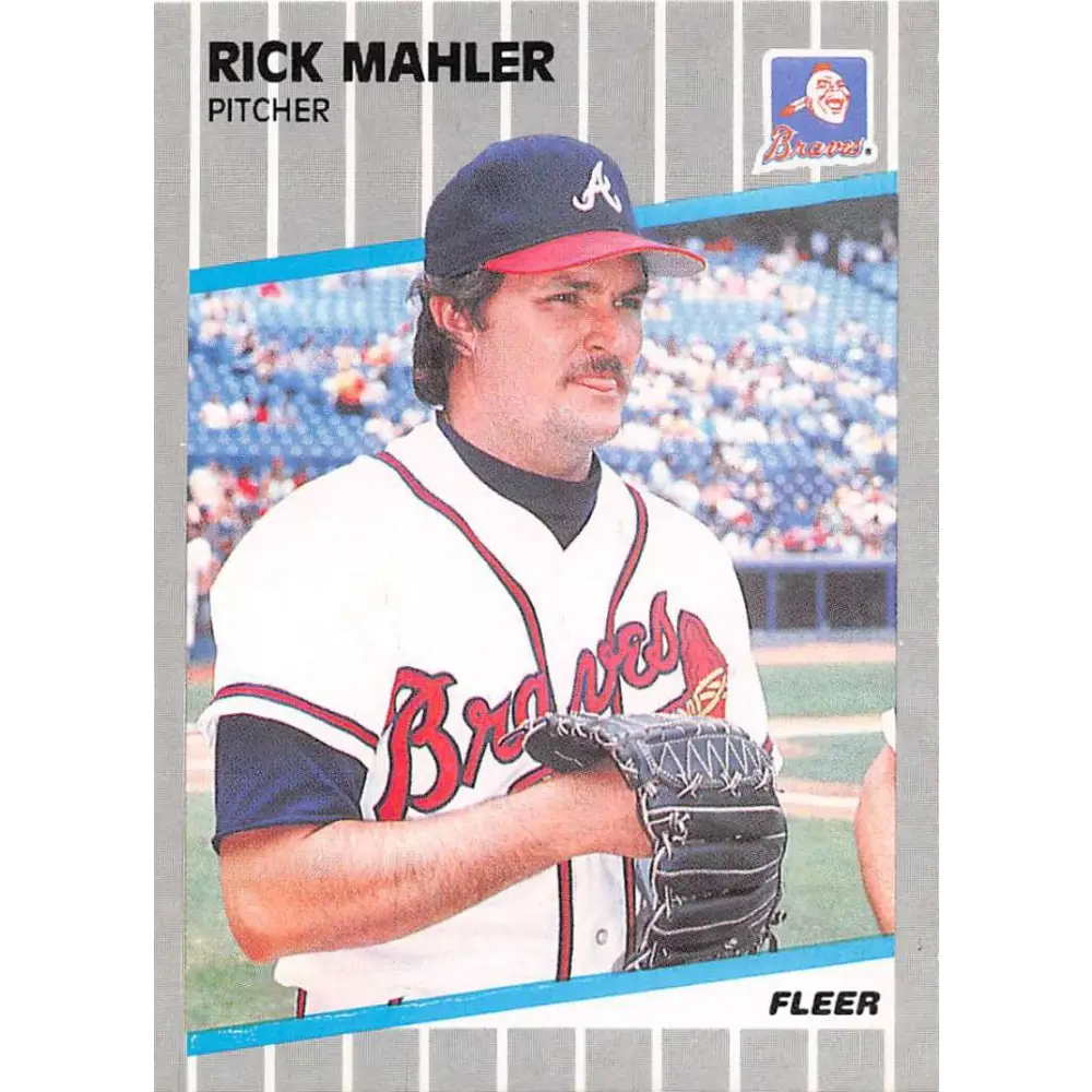 1989 Fleer #595 Rick Mahler EX Excellent Atlanta Braves Baseball Card  Image 1