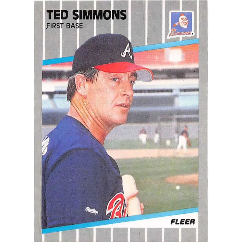 1989 Fleer #599 Ted Simmons EX Excellent Atlanta Braves Baseball Card  Image 1
