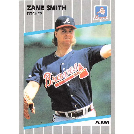 1989 Fleer #601 Zane Smith EX Excellent Atlanta Braves Baseball Card  Image 1
