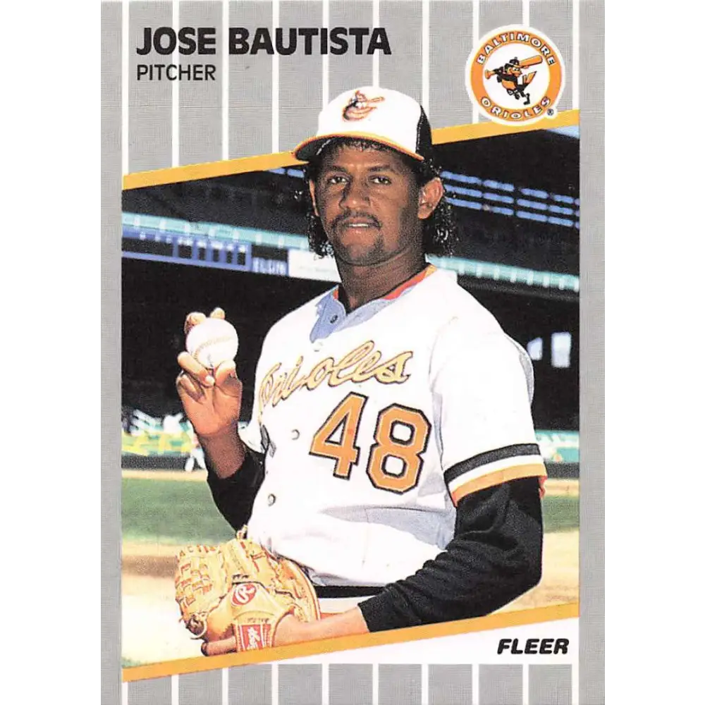 1989 Fleer #608 Jose Bautista EX Excellent RC Rookie Baltimore Orioles Baseball Card  Image 1
