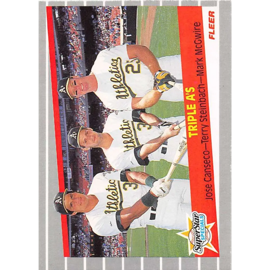 1989 Fleer #634 Jose Canseco/Terry Steinbach/Mark McGwire EX Excellent Oakland Athletics Baseball Card  Image 1