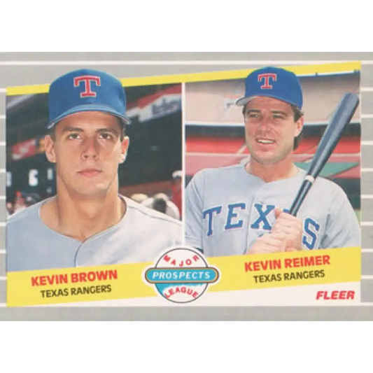 1989 Fleer #641 Kevin Brown/Kevin Reimer EX Excellent Texas Rangers Baseball Card  Image 1