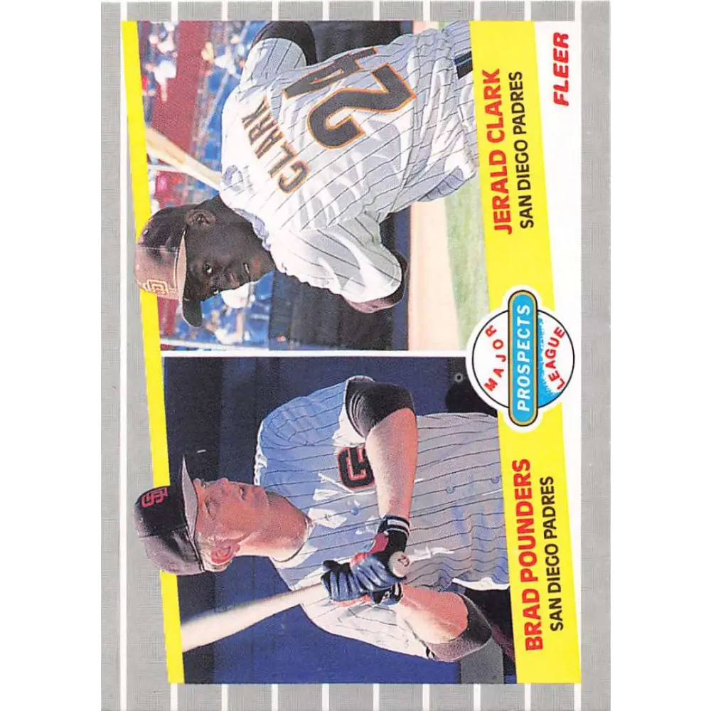 1989 Fleer #642 Brad Pounders/Jerald Clark EX Excellent RC Rookie San Diego Padres Baseball Card  Image 1