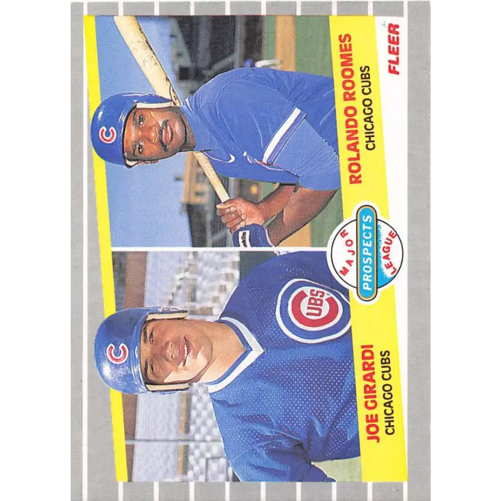 1989 Fleer #644 Joe Girardi/Rolando Roomes EX Excellent RC Rookie Chicago Cubs Baseball Card  Image 1