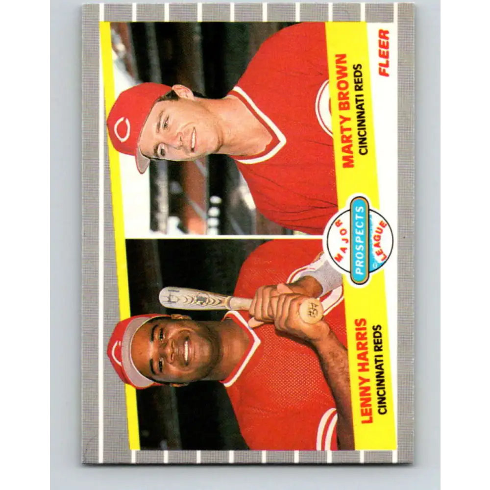 1989 Fleer #645 Lenny Harris/Marty Brown EX Excellent RC Rookie Cincinnati Reds Baseball Card  Image 1