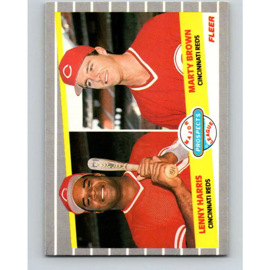 1989 Fleer #645 Lenny Harris/Marty Brown EX Excellent RC Rookie Cincinnati Reds Baseball Card  Image 1