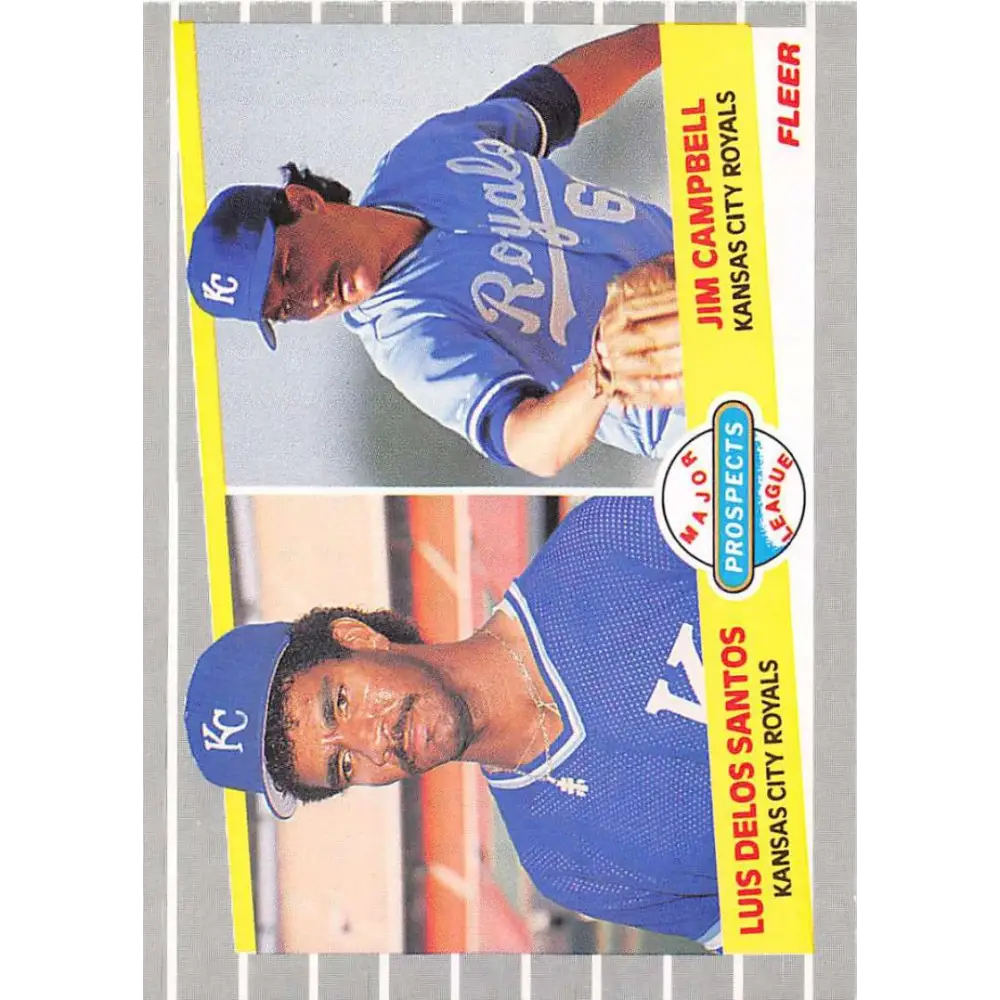 1989 Fleer #646 Luis De Los Santos/Jim Campbell EX Excellent RC Rookie Kansas City Royals Baseball Card  Image 1
