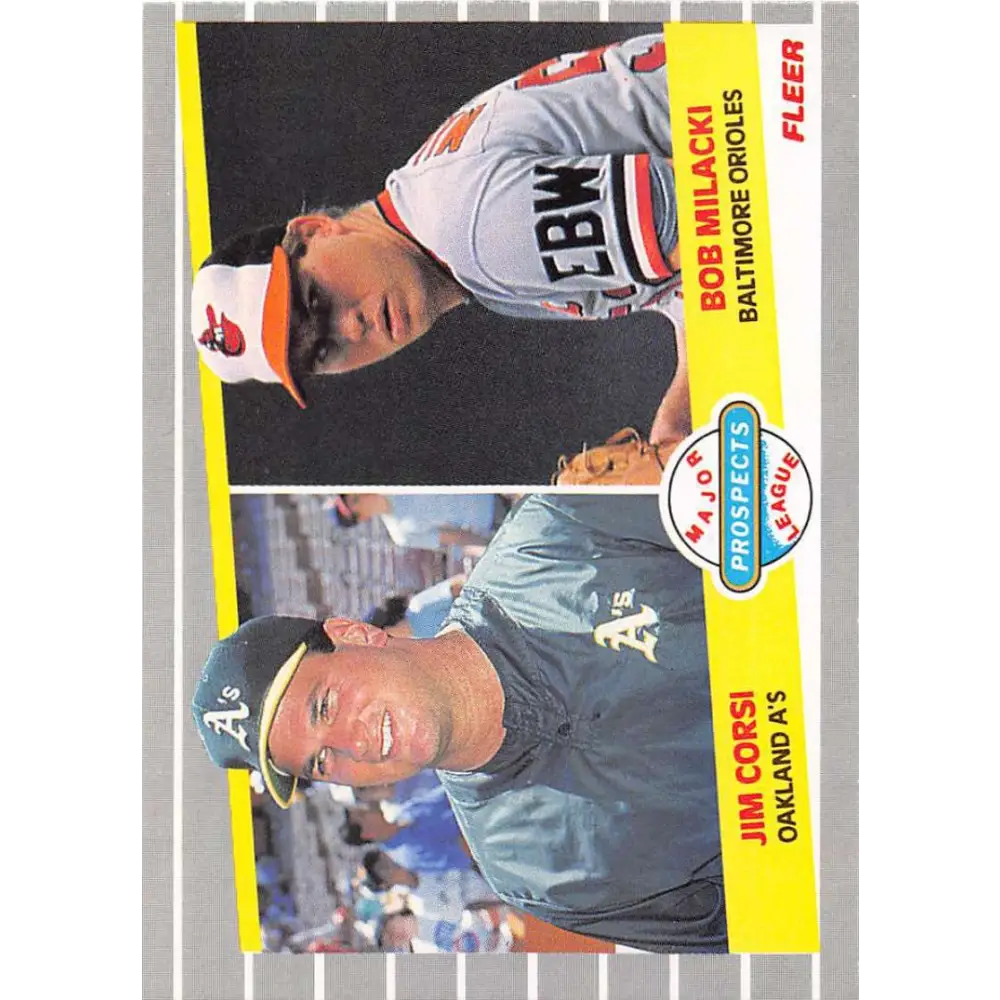 1989 Fleer #649 Jim Corsi/Bob Milacki EX Excellent RC Rookie Oakland Athletics/Baltimore Orioles Baseball Card  Image 1