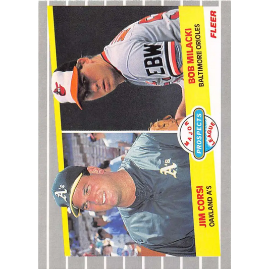 1989 Fleer #649 Jim Corsi/Bob Milacki EX Excellent RC Rookie Oakland Athletics/Baltimore Orioles Baseball Card  Image 1