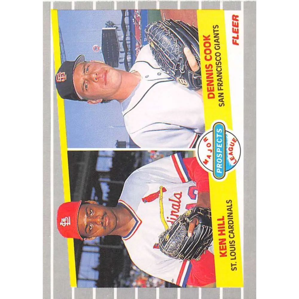 1989 Fleer #652 Ken Hill/Dennis Cook EX Excellent RC Rookie St. Louis Cardinals/San Francisco Giants Baseball Card  Image 1