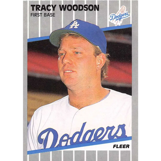 1989 Fleer #77 Tracy Woodson EX Excellent Los Angeles Dodgers Baseball Card  Image 1