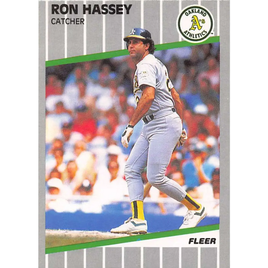 1989 Fleer #9 Ron Hassey EX Excellent Oakland Athletics Baseball Card  Image 1