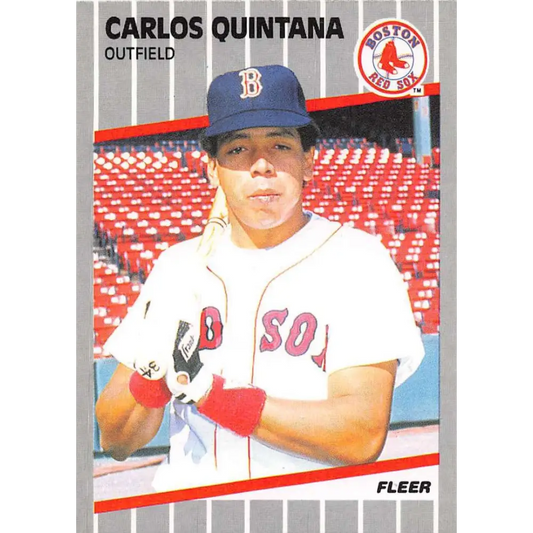 1989 Fleer #95 Carlos Quintana EX Excellent RC Rookie Boston Red Sox Baseball Card  Image 1