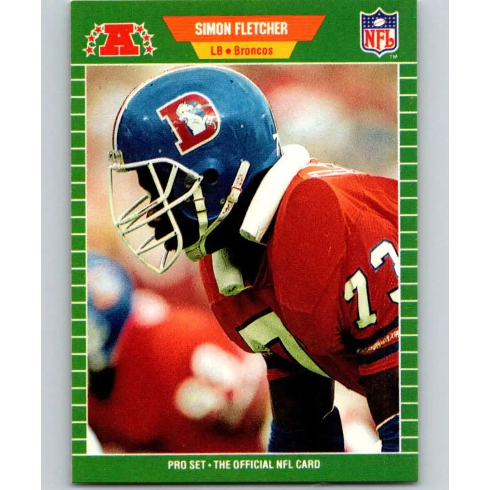 1989 Pro Set #101 Simon Fletcher NM-MT RC Rookie Denver Broncos Football Card Image 1