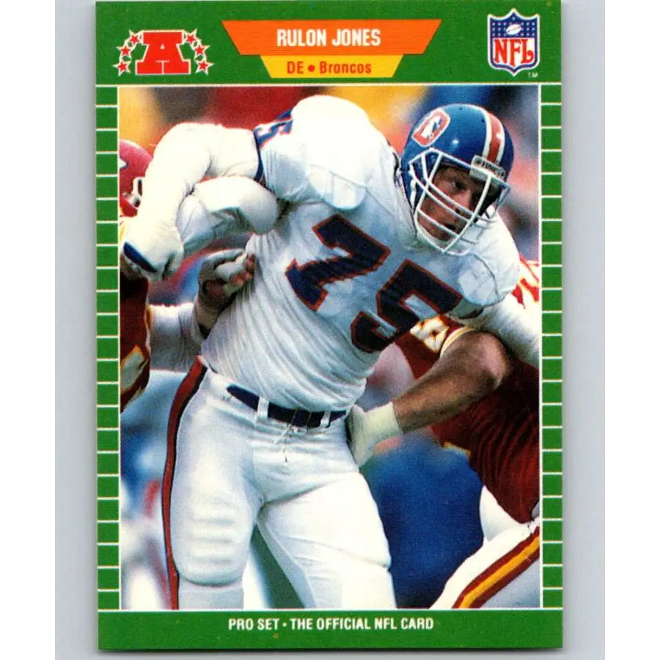 1989 Pro Set #106 Rulon Jones NM-MT Denver Broncos Football Card Image 1