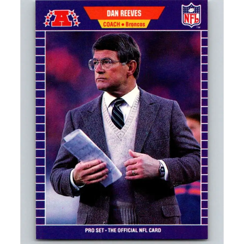 1989 Pro Set #114 Dan Reeves CO NM-MT Denver Broncos Football Card Image 1