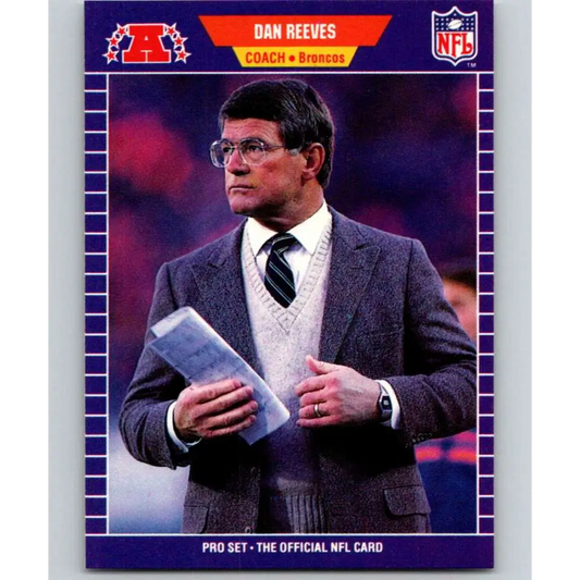 1989 Pro Set #114 Dan Reeves CO NM-MT Denver Broncos Football Card Image 1