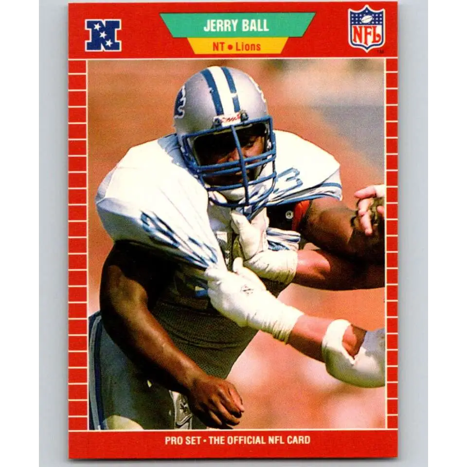 1989 Pro Set #116 Jerry Ball NM-MT RC Rookie Detroit Lions Football Card Image 1