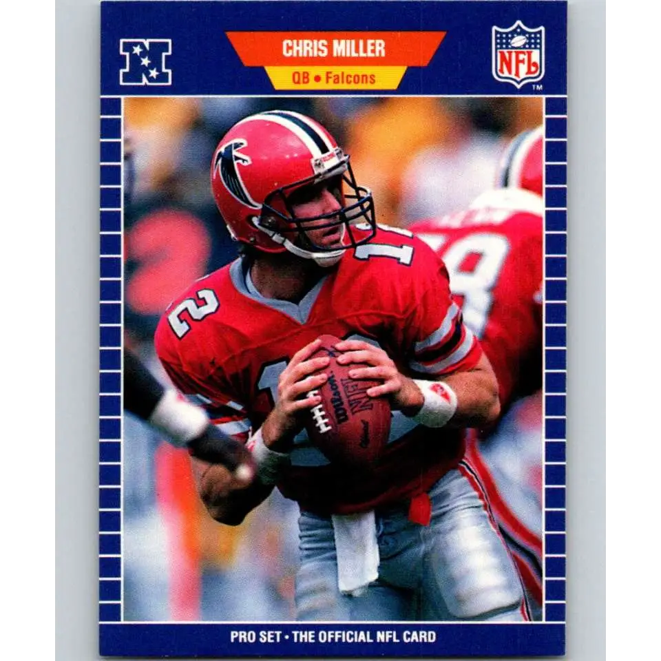 1989 Pro Set #12 Chris Miller NM-MT RC Rookie Atlanta Falcons Football Card Image 1