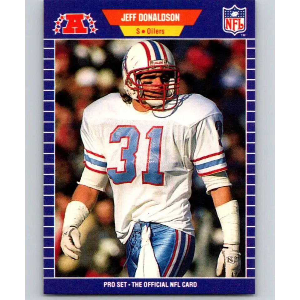 1989 Pro Set #142 Jeff Donaldson NM-MT Houston Oilers Football Card Image 1