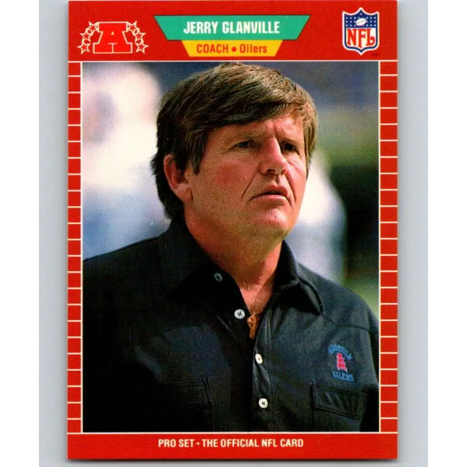 1989 Pro Set #154 Jerry Glanville CO NM-MT Houston Oilers Football Card Image 1