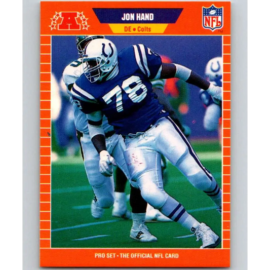 1989 Pro Set #162 Jon Hand NM-MT Indianapolis Colts Football Card Image 1