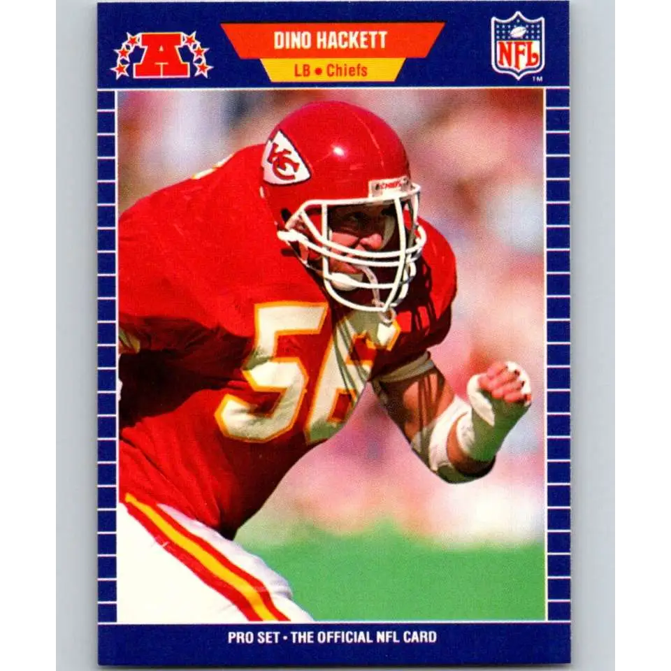 1989 Pro Set #171 Dino Hackett NM-MT Kansas City Chiefs Football Card Image 1