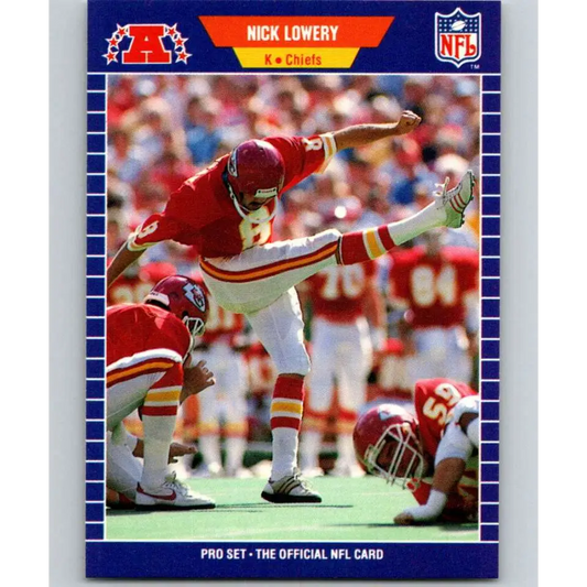 1989 Pro Set #174 Nick Lowery NM-MT Kansas City Chiefs Football Card Image 1