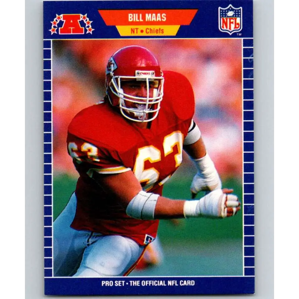 1989 Pro Set #175 Bill Maas NM-MT Kansas City Chiefs Football Card Image 1