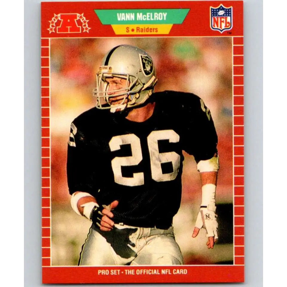 1989 Pro Set #187 Vann McElroy NM-MT Los Angeles Raiders Football Card Image 1
