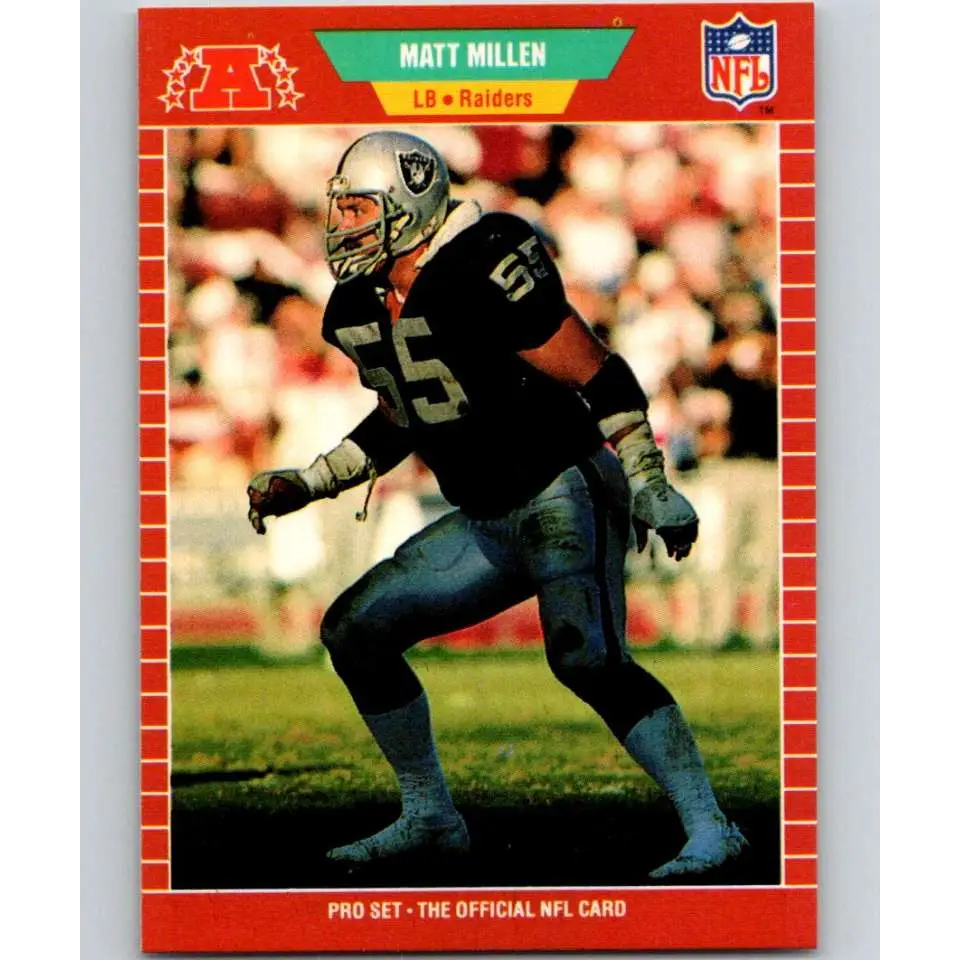 1989 Pro Set #188 Matt Millen NM-MT Los Angeles Raiders Football Card Image 1