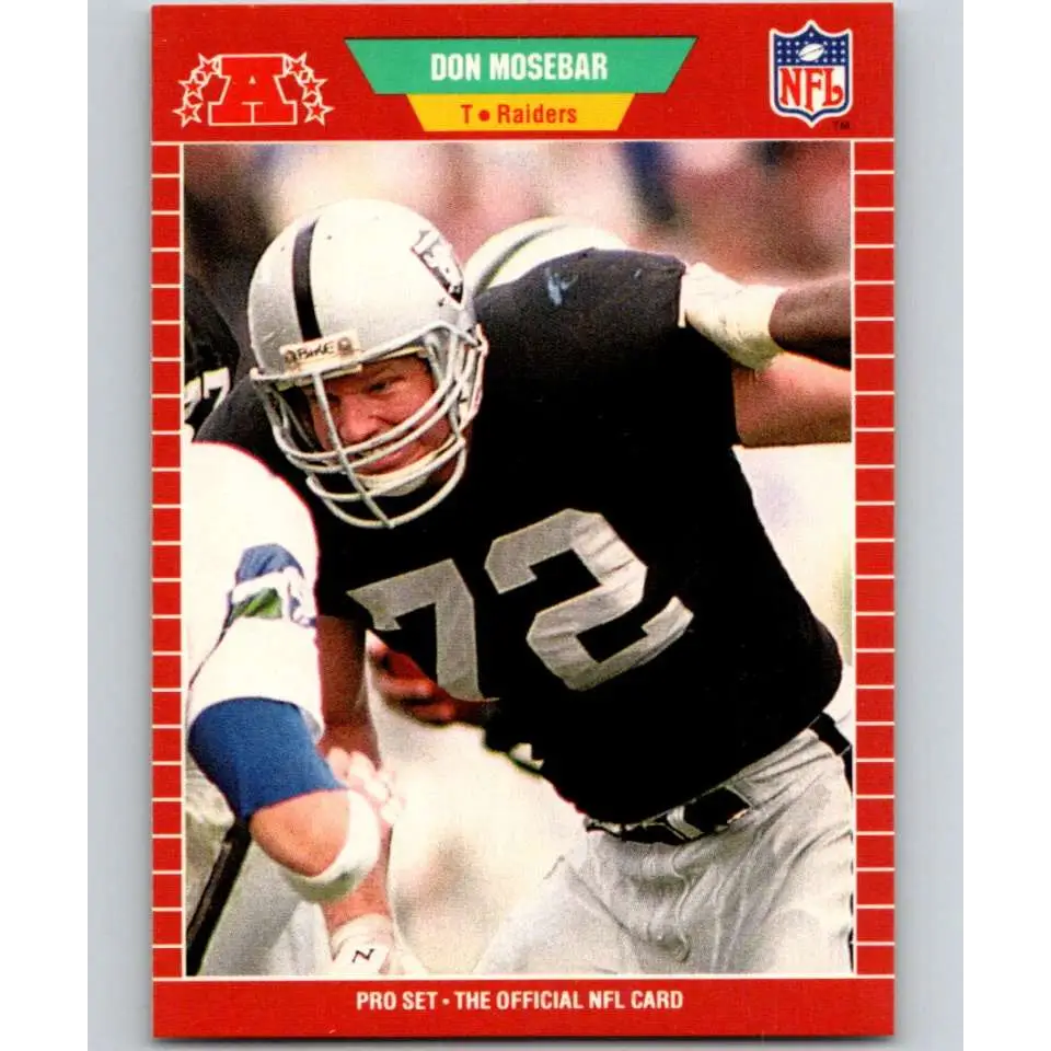 1989 Pro Set #189 Don Mosebar NM-MT RC Rookie Los Angeles Raiders Football Card Image 1
