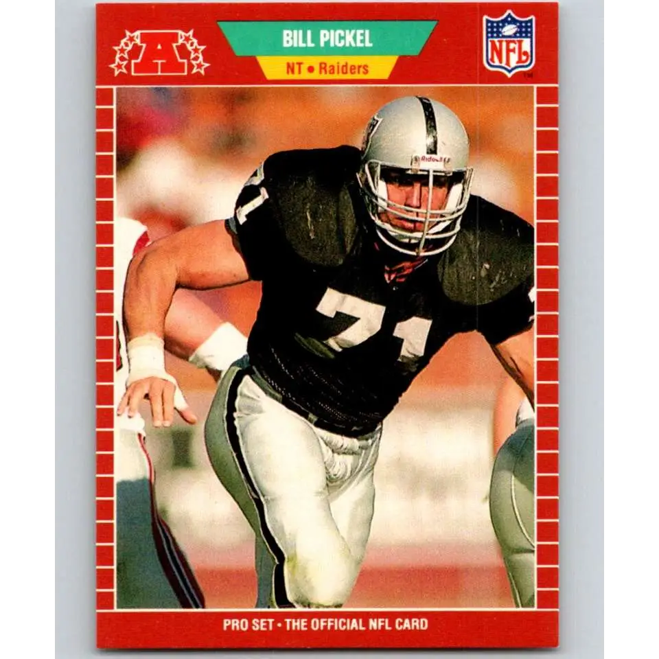 1989 Pro Set #190 Bill Pickel NM-MT Los Angeles Raiders Football Card Image 1