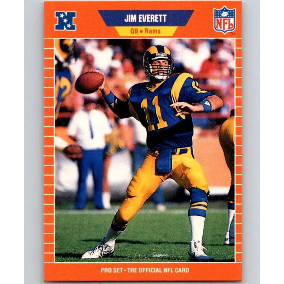 1989 Pro Set #199 Jim Everett NM-MT Los Angeles Rams Football Card Image 1
