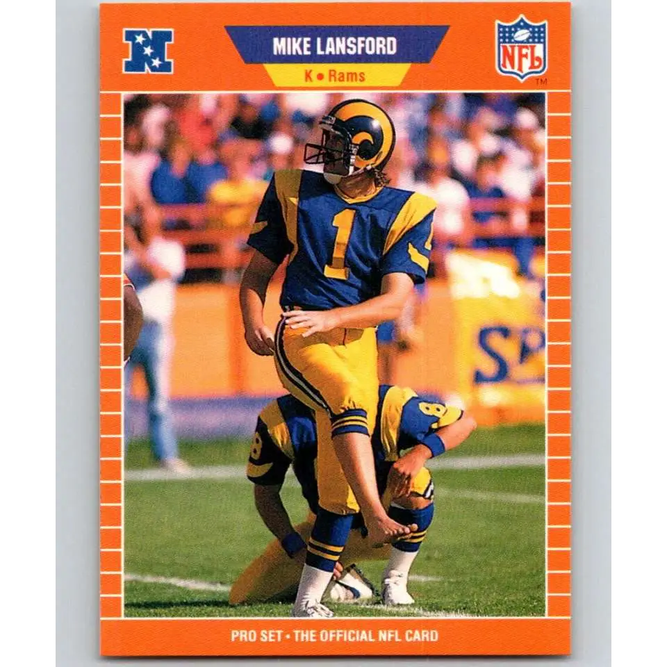 1989 Pro Set #204 Mike Lansford NM-MT Los Angeles Rams Football Card Image 1
