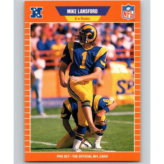 1989 Pro Set #204 Mike Lansford NM-MT Los Angeles Rams Football Card Image 1
