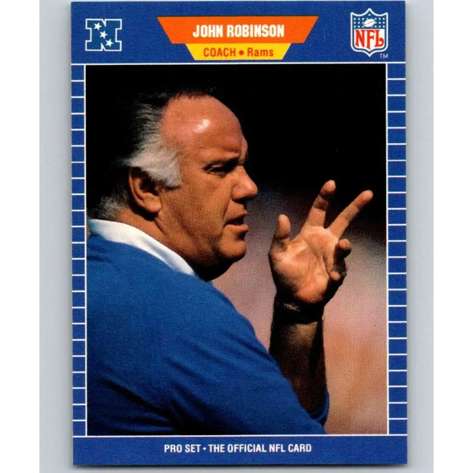 1989 Pro Set #210 John Robinson CO NM-MT Los Angeles Rams Football Card Image 1