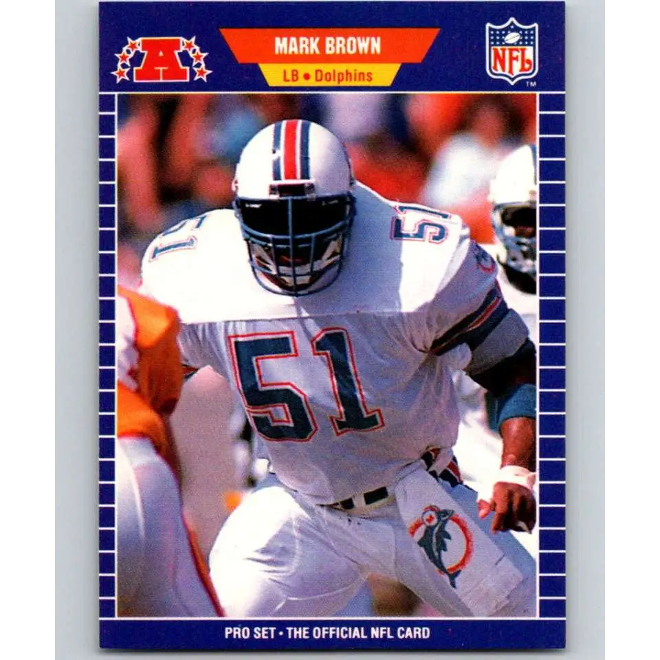 1989 Pro Set #212 Mark Brown NM-MT Miami Dolphins Football Card Image 1