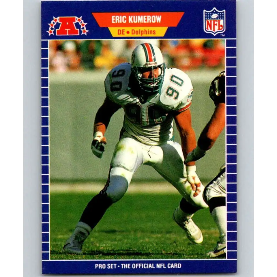 1989 Pro Set #219 Eric Kumerow NM-MT RC Rookie Miami Dolphins Football Card Image 1