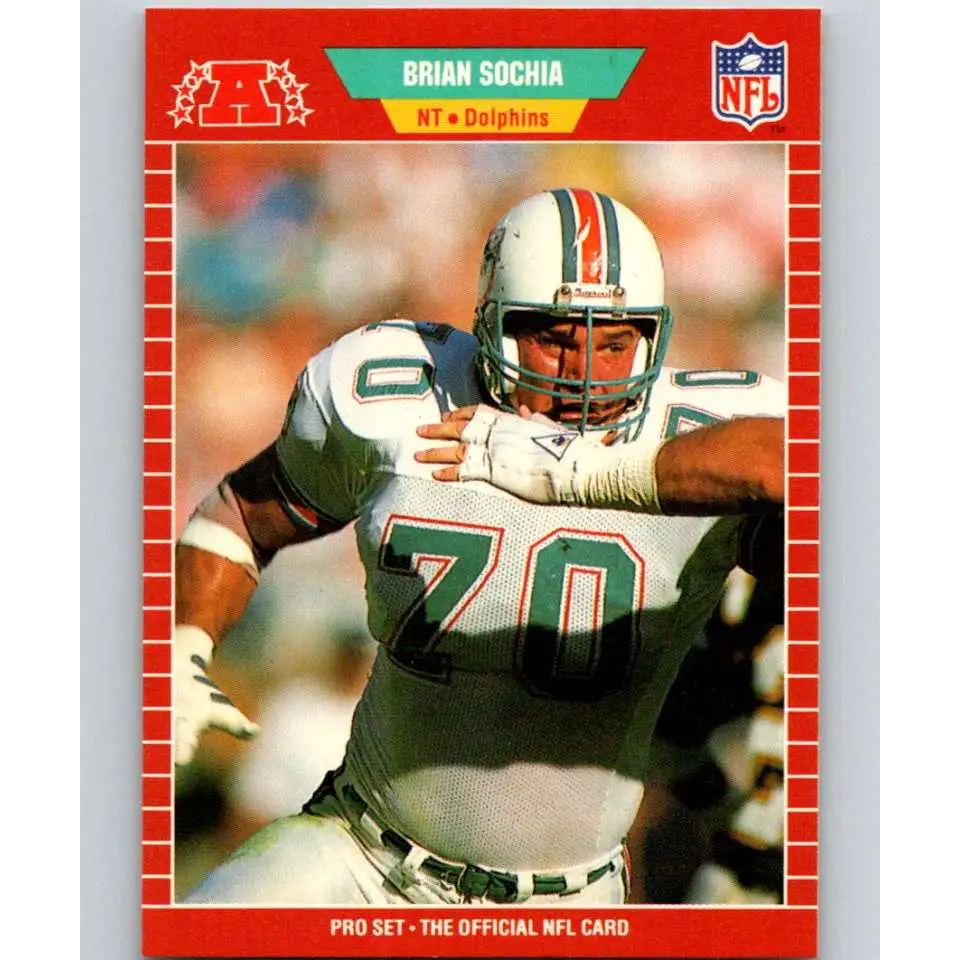 1989 Pro Set #224 Brian Sochia NM-MT Miami Dolphins Football Card Image 1