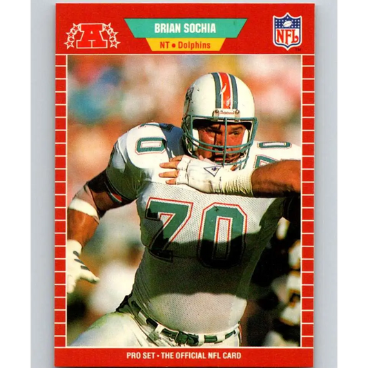 1989 Pro Set #224 Brian Sochia NM-MT Miami Dolphins Football Card Image 1